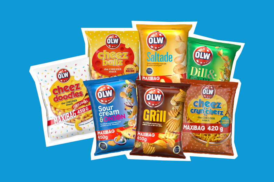 7 varianter av OLW Maxibag snacks