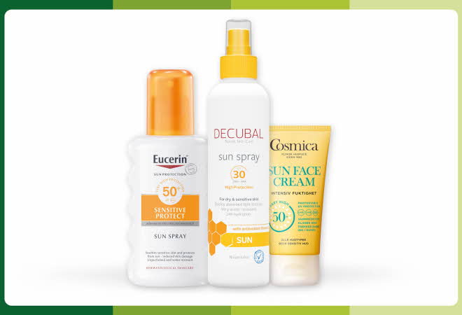 diverse solpleie produkter