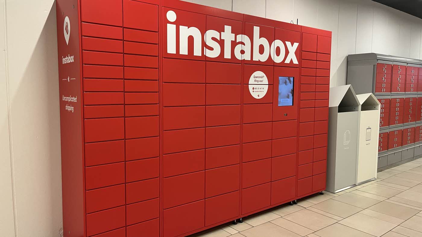 Instabox på Sandvika Storsenter i gangen i Servicebygget