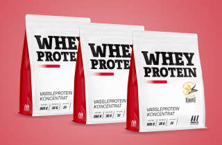 Tre poser med Whey Protein fra North Nutrition