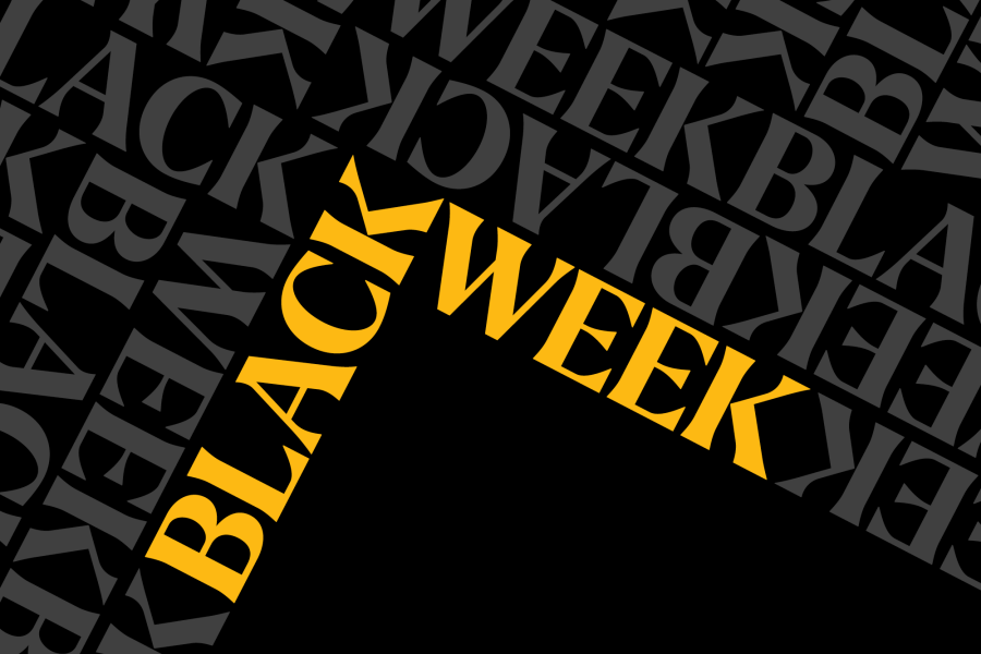 Grafisk bilde med teksten "Black Week"