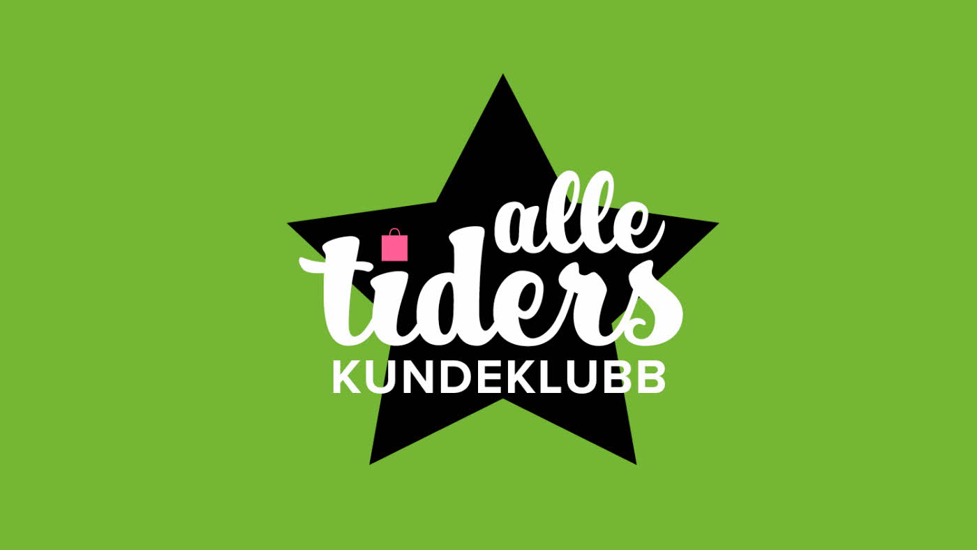 Grafisk bilde grønt bilde med svart stjerne og teksten "Alle tiders kundeklubb"