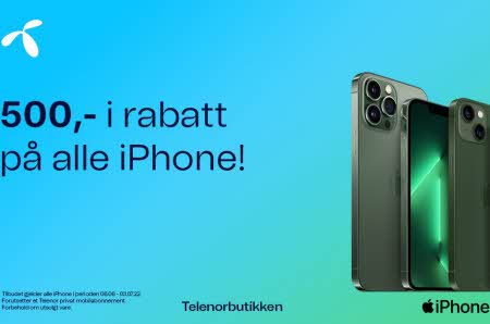 Bilde av formidling fra Telenor: "500,- i rabatt på alle iPhone!"