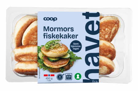 Pakke med Coop Mormors fiskekaker, 450 g.