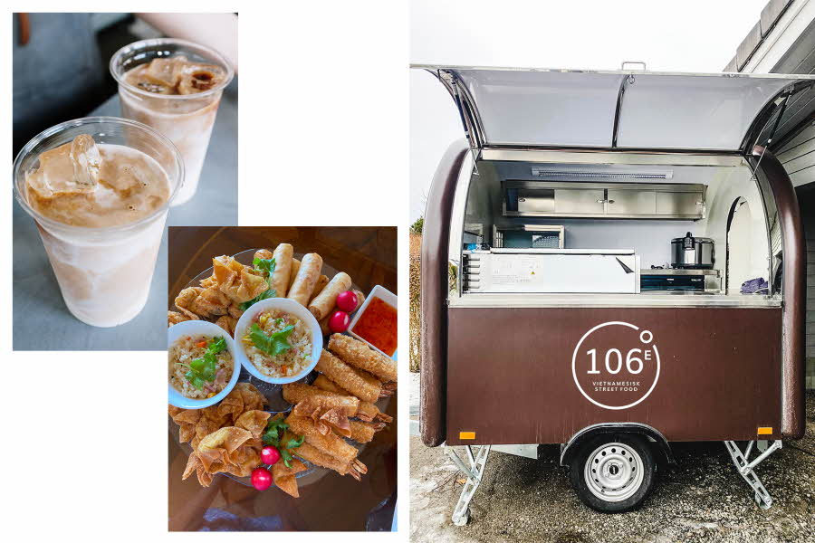 kollasj med vietnamesisk kaffe, vårruller og food truck