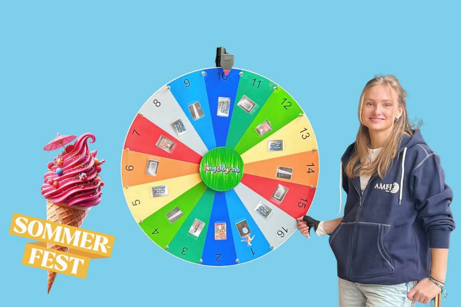 Jente spinner lykkehjul