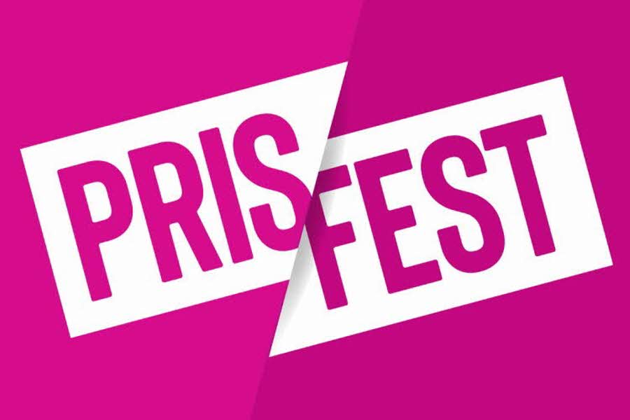 Rosa felt med teksten PRISFEST