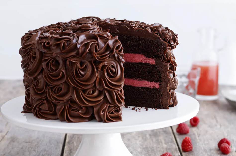 Sjokoladekake med bringebærfyll