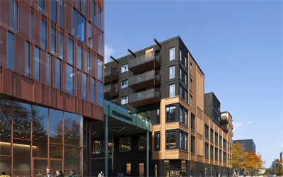 Illustrasjon av fasaden til Skårersletta og Triaden