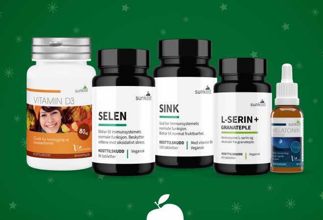 Fem kosttilskuddsprodukter fra Sunkost.
