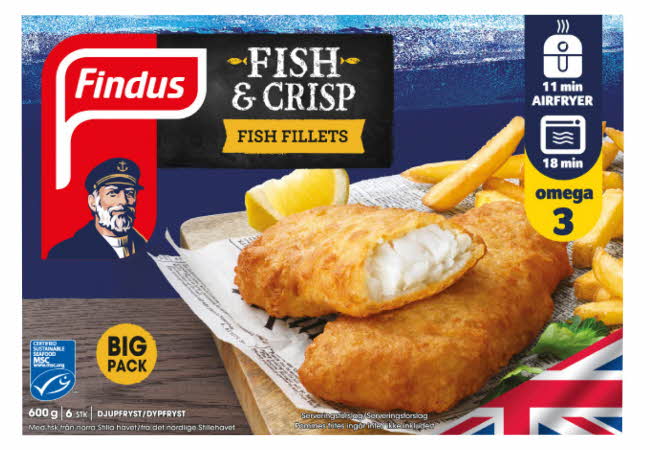 En pakke med Fish & Crisp fra Findus