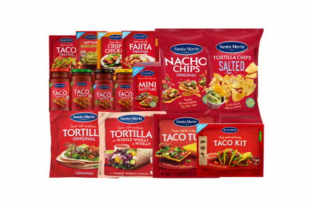 tacosaus, krydder, tortilla fra Santa Maria Text Mex