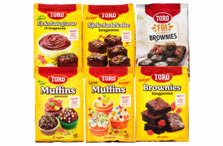 Seks pakker Toro bakeblandinger
