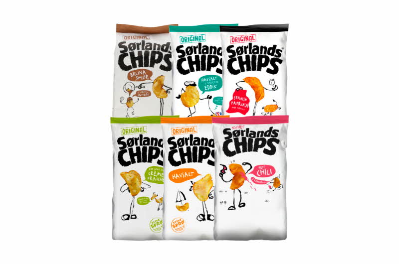 6 varianter Sørlandschips