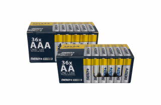 To pakker med Energy+ batterier 36-pakk.