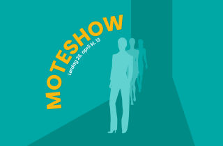 Grafisk bilde med teksten "Moteshow"