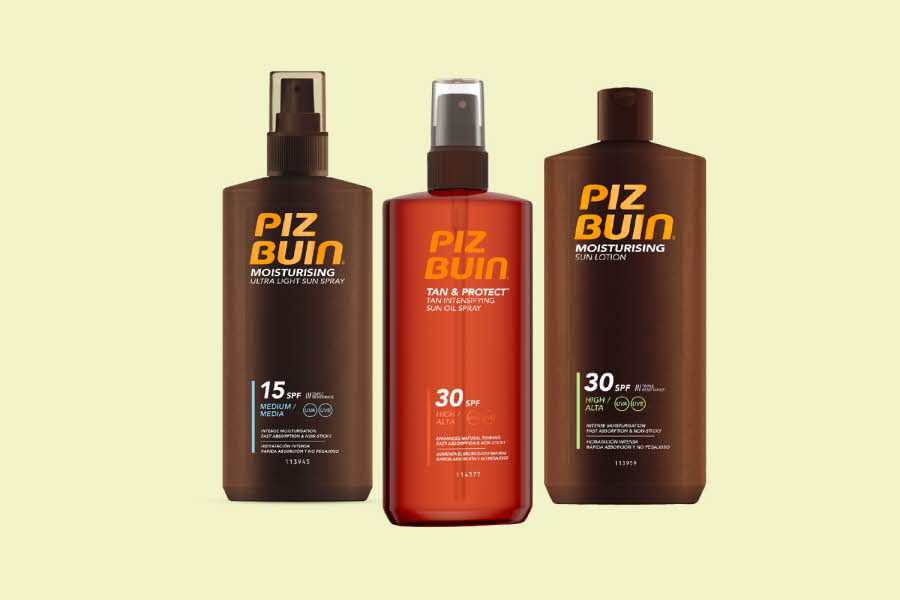 Et utvalg av Piz Buin produkter