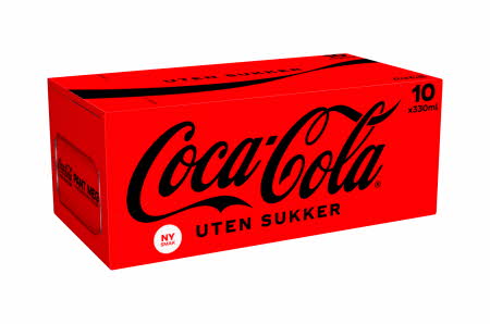 10 bokser Coca-cola uten sukker