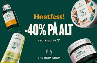 Høstfest! 40% PÅ ALT VED KJØP AV 2 ELLER FLERE HOS THE BODY SHOP