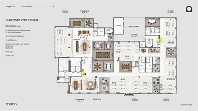Plantegning av 3. etasje i Torggata 2-4