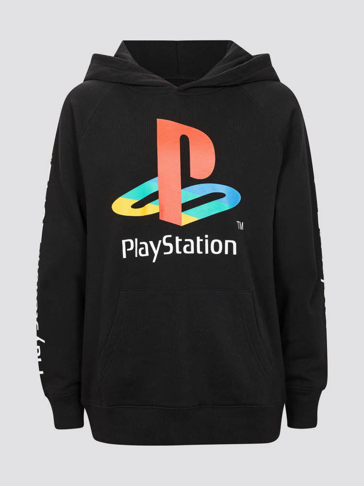 svart genser med playstation-logo fra cubus