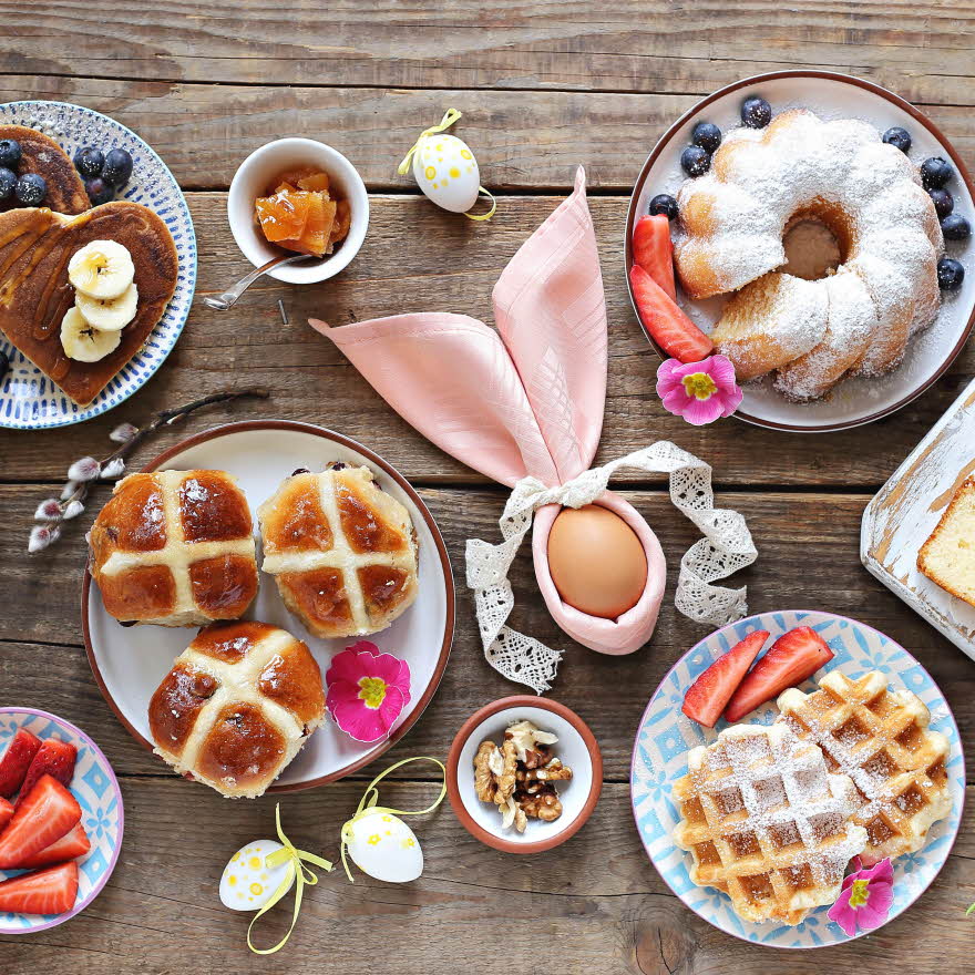 Flatlay med påskemat