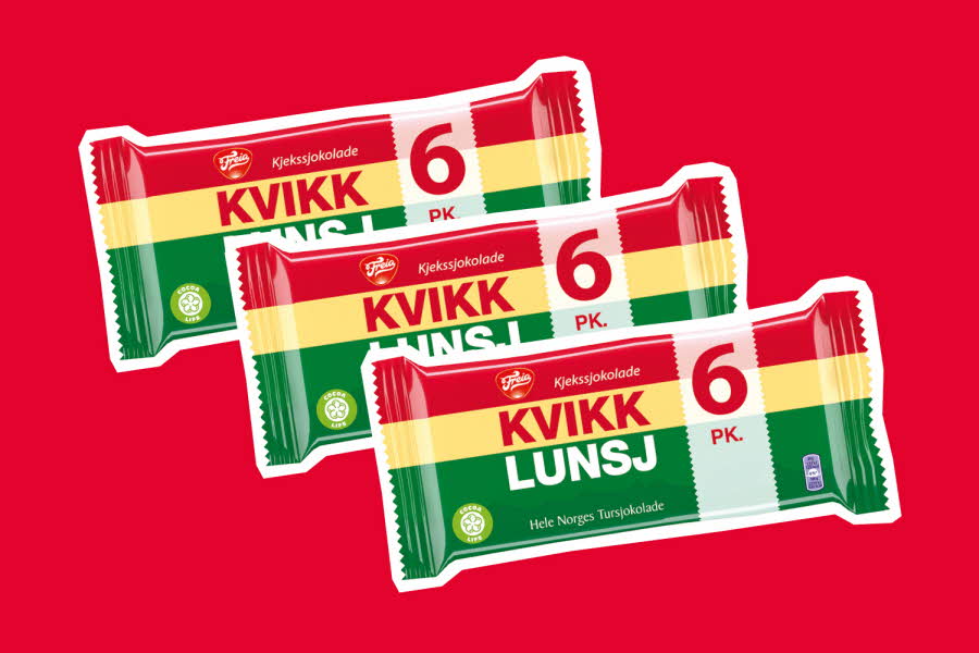 Tre pakker med 6-pakk Kvikk Lunsj 282 g