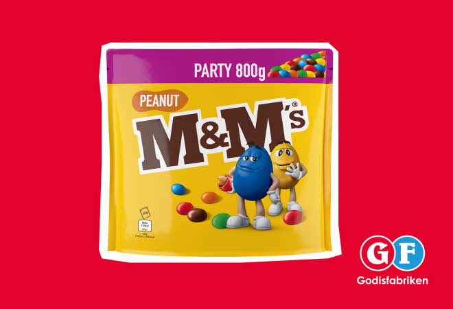 bilde på en m&m påse med peanøter