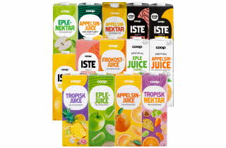 Stort utvalg av Coop juice, nektar og iste