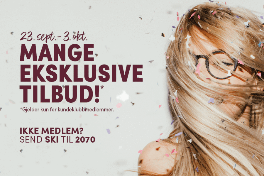 Bilde dame og konfetti. Kundeklubb