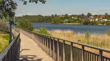 Bilde av turområde Heggedal og Vollen sommerstid med sjø og natur