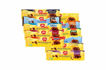 Forskjellige sjokoladeplater fra Freia