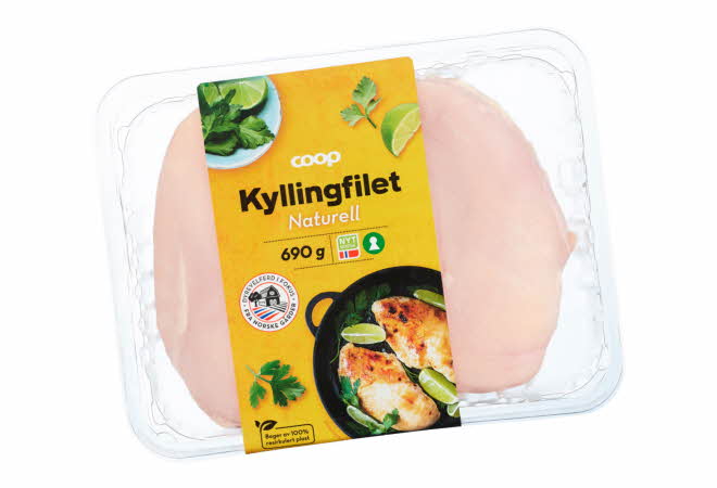 Produktbilde av Coop Kyllingfilet naturell 690 g.