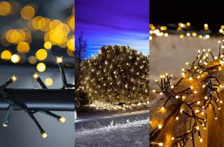 Tre forskjellige bilder av tre forskjellige lyslenker.