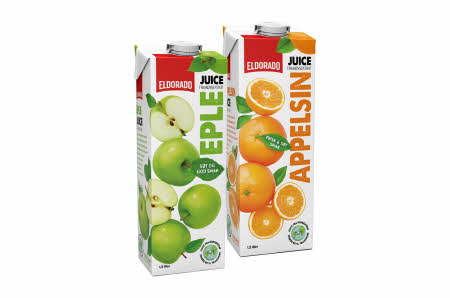 to kartonger med eple og appelsin juice