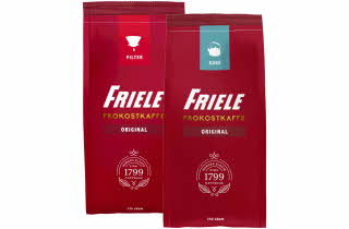To pakker Friele Frokostkaffe, filtermalt og kokmalt, 250 g.