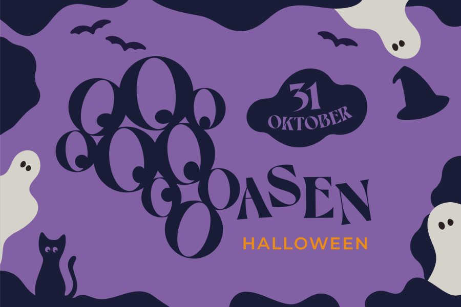 Grafisk design som viser til Halloween på Oasen 31. oktober