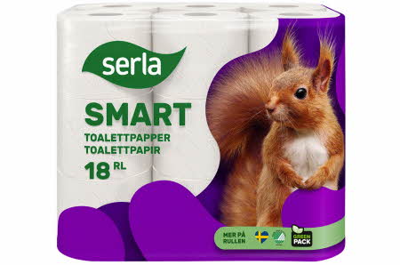 Pakke med Serla toalettpapir, 18 ruller.