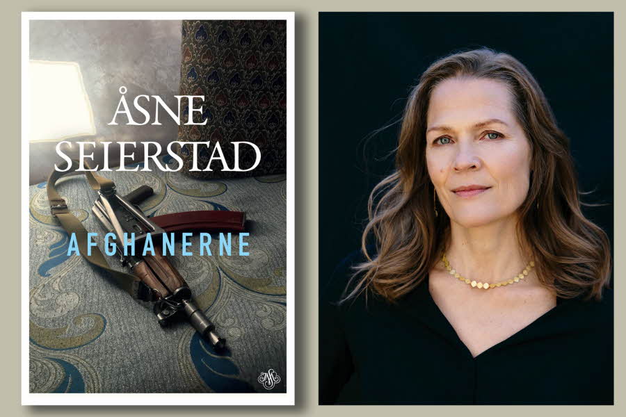 Åsne Seierstad og bokomslaget til hennes bok
