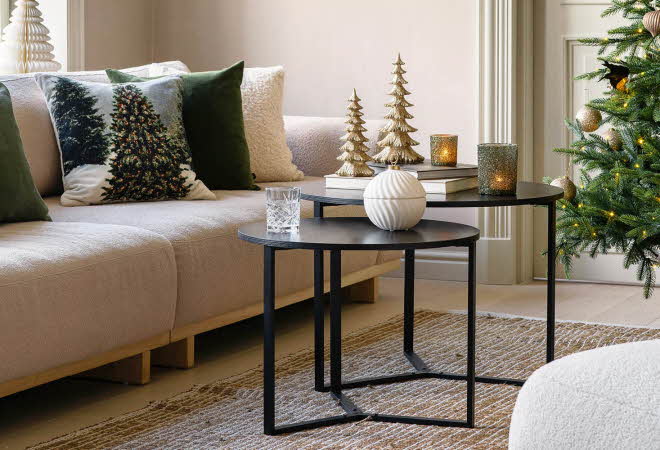 Stue dekorert til jul