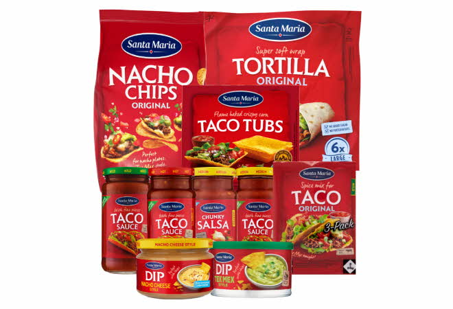 Flere forskjellige tex-mex produkter fra Santa Maria