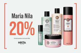 Produkter fra Maria Nila med teksten: "Maria Nila 20%"