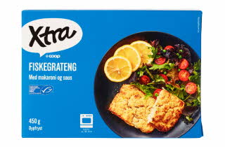 En pakke med Xtra fiskegrateng