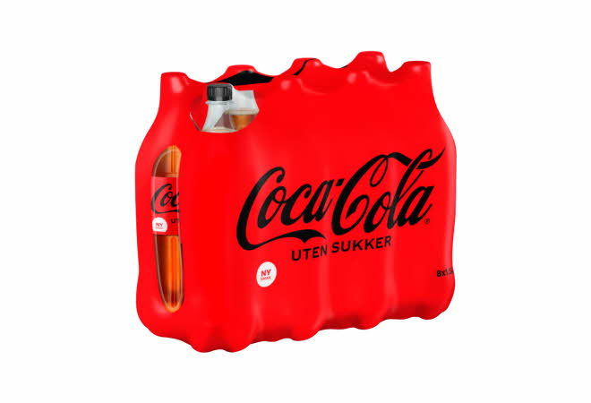 8-pakning med Coca-Cola uten sukker 1,5 liter