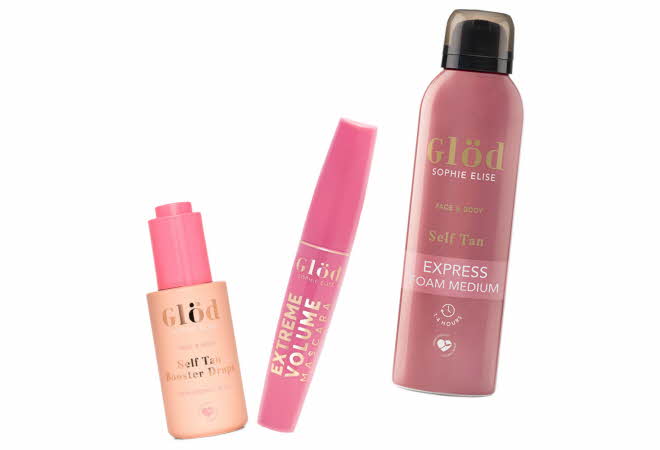 Tre Glöd-produkter.