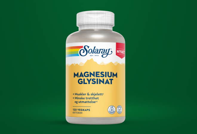 En boks med magnesium glysinat fra Solaray