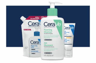 Tre CeraVe hudpleieprodukter.