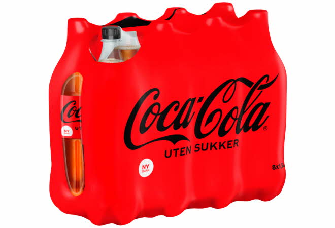 8-pakning med Coca-Cola uten sukker 1,5 liter