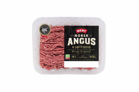 Plastikk pakning med norsk angus fra Meny