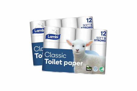 To pakker med Lambi toalettpapir 12-pakk